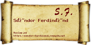 Sándor Ferdinánd névjegykártya