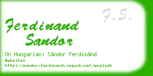 ferdinand sandor business card