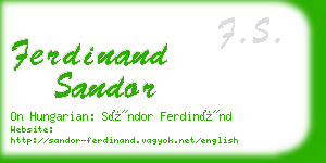ferdinand sandor business card